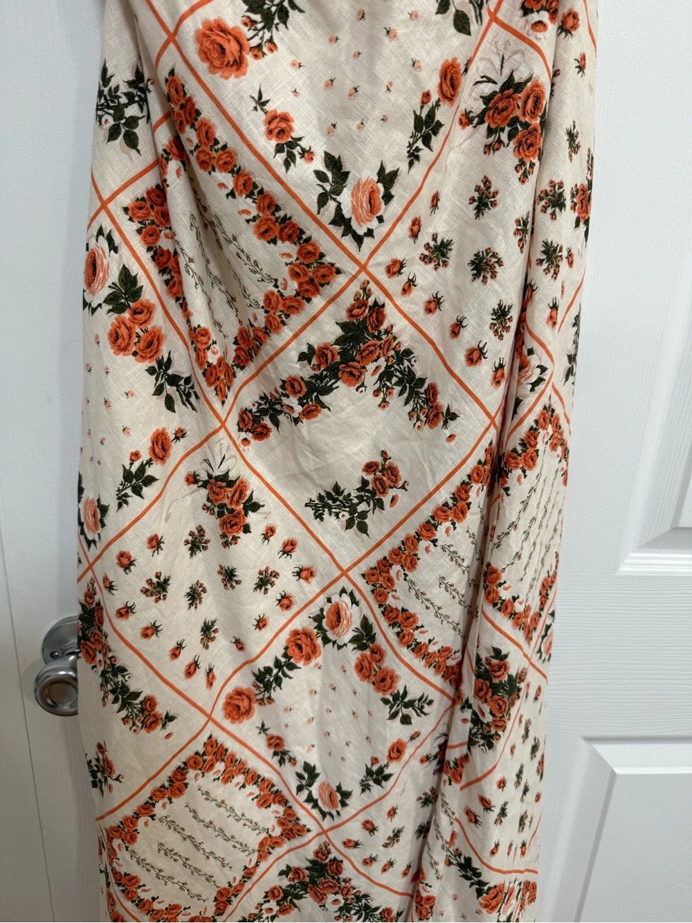 Abercrombie & Fitch Cream Maxi Dress with Orange Floral Motif